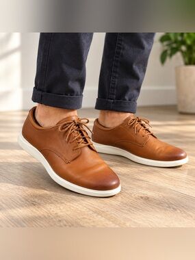 Cole Haan Grand.ØS Men’s 11.5M Cognac Brown Leather Lace Up Oxford Sneaker Shoes